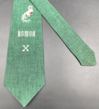 c1940s Handmade White Embroidered Rooster X Green Tie 4&quot; Wide 56&quot; Long USA - £17.92 GBP