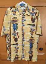 Robert Stock Mens XL Hawaiian Short Sleeve Shirt Aloha Tropical Yellow - £13.11 GBP