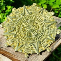 Vtg 1990 Enea INAH MMA Inca Mayan Sun Calendar Goldtone Brooch Pin Pendant - $45.87