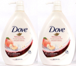 2 Count Dove 33.8 Oz Rebalancing White Peach &amp; Tea Microbiome Gentle Bod... - £37.56 GBP