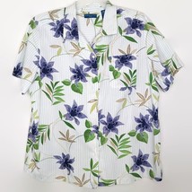 Karen Scott Size 3X Womens Blouse Button Front Short Sleeve Collared Floral - $15.97
