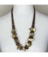 Chunky Acrylic Wood Beaded Necklace - £11.67 GBP