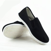 Cotton Sole Mens Kung Fu Closed Toe Slip On Shoes Black Cotton Shoes Bruce Lee V - £21.03 GBP