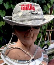 Vtg US National Guard Fishing Hat Cap Camo Gear Boonie Hat FLW USA Flag ... - $34.65