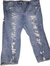 Torrid High Waisted Distressed Cropped Jeans Size 28S Blue Stretch Med Wash READ - £16.43 GBP