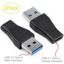 2-Pack Usb 3.1 Type-C Female To Usb 3.0 Type-A Male Otg Adapters , Black - £10.18 GBP