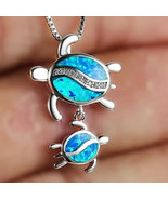 Blue sea turtle and baby pendant - $14.36