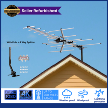 Yagi Outdoor TV Antenna Splitter up to 200 Mile Range Attic Roof Mount HD TV - £31.98 GBP