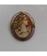14k Gold Carved Shell Cameo Brooch/Pendant Openwork Hearts Frame - £353.91 GBP