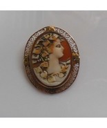 14k Gold Carved Shell Cameo Brooch/Pendant Openwork Hearts Frame - £345.17 GBP