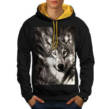 Wellcoda Lonely Wolf Face Wild Mens Contrast Hoodie - £34.53 GBP