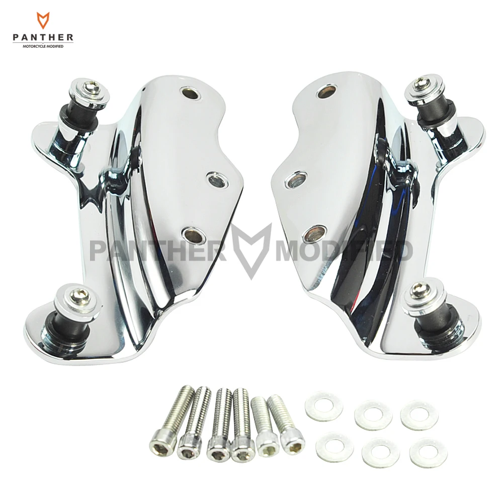 Pair 4 four point chrome motorcycle docking hardware kit case for harley road king flhr thumb200