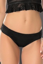  NEW BECCA Prairie Rose Black Ruched Tab Sides Hipster Bikini Swim Bottom S Smal - £15.81 GBP
