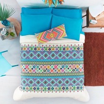 Southwest Navajo Print Reversible Comforter Set 4PCS Queen Size 100% Microfiber - £93.88 GBP