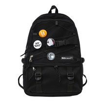 Trendy Lady Male Mesh Badge School Backpack Female Nylon College Backpack Boy Gi - £40.37 GBP