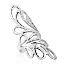 Abstract Nature&#39;s Hug Wide Wings Wrap Sterling Silver Ring-10 - £22.02 GBP