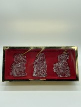 Set Of 3 Gorham German Crystal Christmas Santa Ornaments Mint In Box - £11.01 GBP