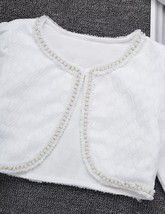 girls sunblock off white fleece lined sequin pearl flower bolero cardigan - £33.87 GBP