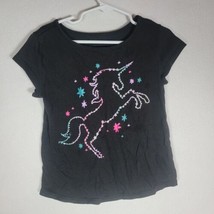 Girls Size 4 Toddler, Unicorn Shirt, Gently Used, Black Graphic Shirt - £3.18 GBP