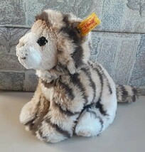 Vintage Hand Made Steiff Baby Tiger Plush 8&quot; Plush Toy Ear Tag Button ! - $28.51