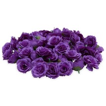 75 Pack Purple Flowers For Crafts, 2 Inch Stemless Silk Cloth Roses - £26.61 GBP
