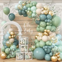 122Pcs Dusty Blue Sage Green Balloon Garland Kit, Pastel Olive Green Sla... - $27.99