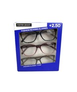 Foster Grant +2.50 Fashion Reading Glasses 3-Pack UVA-UVB Lens Protection - £17.86 GBP