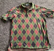 Vintage Polo Ralph Lauren Argyle Polo Shirt Size LARGE USA Made *flawed* - £6.69 GBP