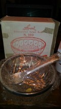 Vintage Leonard Silverplated Salad Bowl #350 w/ spoon &amp; fork Made In Italy - £23.64 GBP