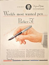 Parker 51 Super chrome Ink World&#39;s Most Wanted Pen 1948 Vintage Print Ad - $13.23 CAD