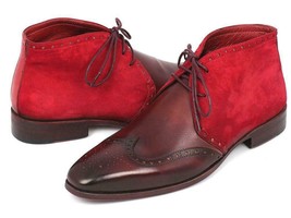 Paul Parkman Mens Shoes Boots Bordeaux Suede Leather Chukka Handmade CK51-BRD - £375.68 GBP