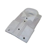 Men CEREMONIA Formal Cotton Shirt Wingtip Slim Fit Turkey #PLA 13 Crinkled White image 3