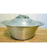 Everlast Hand Forged Veggie bowl Pea Pod Lid #1038 Aluminum Vintage 6 1/... - £7.81 GBP