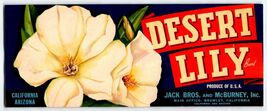 Desert Lily Brand Flower Crate Label Vintage 1940s Jack Bros Brawley Cal... - $11.69