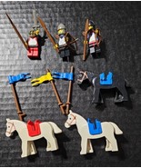 Vtg Lego Classic Castle Knights W Weapons And White &amp; Black Horses From ... - £22.24 GBP