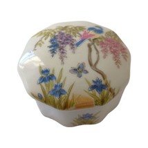 Takahashi Porcelain Trinket Box Vintage Handpainted Parrot Flowers San Francisco - £14.07 GBP