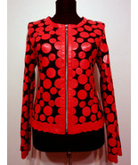 Red Leather Coat Woman Jacket Women Zipper Short Light Round Collar All ... - £178.18 GBP