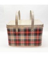 GSW Picnic Basket Red Plaid Metal Handles Storage Box Mid-Century 13x9.5... - $138.60