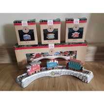 Hallmark 1991 Claus &amp; Co R.R Holiday Christmas Train Display Ornament Set Of 3  - £10.40 GBP