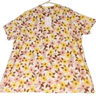 Womens Shirt Tunic LulaRoe Ruth Yellow Pink Ivory Brown Floral Size 2XL ... - $15.95
