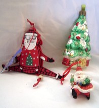 3 Christmas Ornaments Glass Tree Ornament Running Santa Wooden Dancing S... - $11.99
