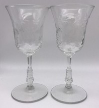 2 Libbey Rock Sharpe Dartelle 6&quot; Wine Glasses Flowers Dots (17-779C) - £6.80 GBP