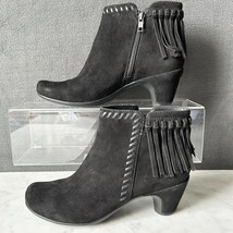 Earthies Zurich Black Suede Leather Booties Fringed Western - Women&#39;s Si... - €32,75 EUR