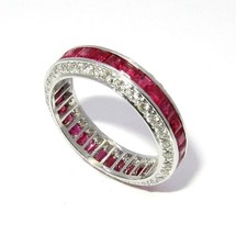 6.00Ct Princess Simulated Pink Ruby  Engagement Band Ring 14k White Gold Over - £83.63 GBP