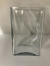 Vtg Rectangular Clear Glass Vase 8&quot; Tall Handmade Modern Home Decor Centerpiece - $24.71