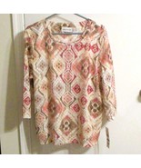 Alfred Dunner XL Studded 3/4 Sleeve Top Multicolor Geometric Print NWT - $298.91 MXN