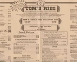 Tom&#39;s Ribs B B Q Menu Nacogdoches Road San Antonio Texas - $13.86