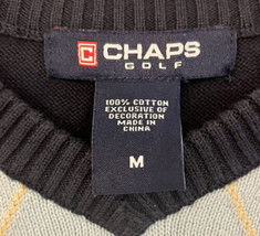 Chaps Golf  Sweater Vest Mens Medium Argyle Blue Vintage Preppy 100% Cotton - £14.78 GBP