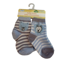 Angel Of Mine Size 12-18 Months Baby Socks Blue Gray Stripe Boy Bear  NEW - £5.10 GBP