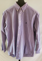 Ralph Lauren Yarmouth Blue &amp; White Plaid Long Sleeve shirt Mens Size 16.... - $21.77